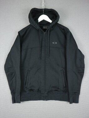 Oakley Active Thick Zip Up Hoodie Black Mens Falls 2010 Gorpcore Sweatshirt